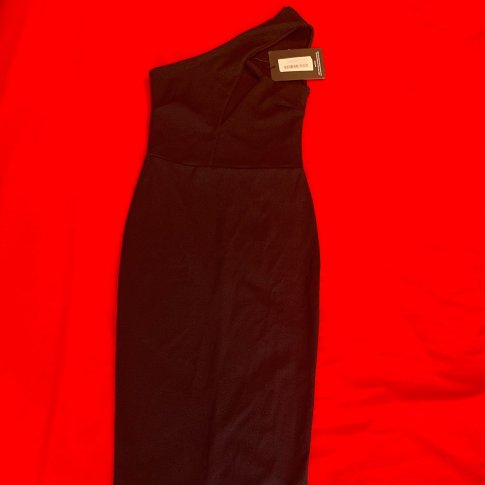 PrettyLittleThing black midi dress